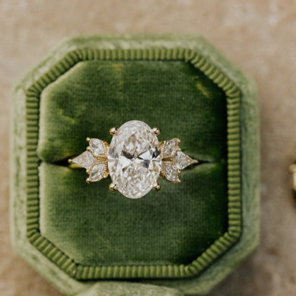 Marquise Shaped Three Stone Lab Grown Diamond Engagement Ring