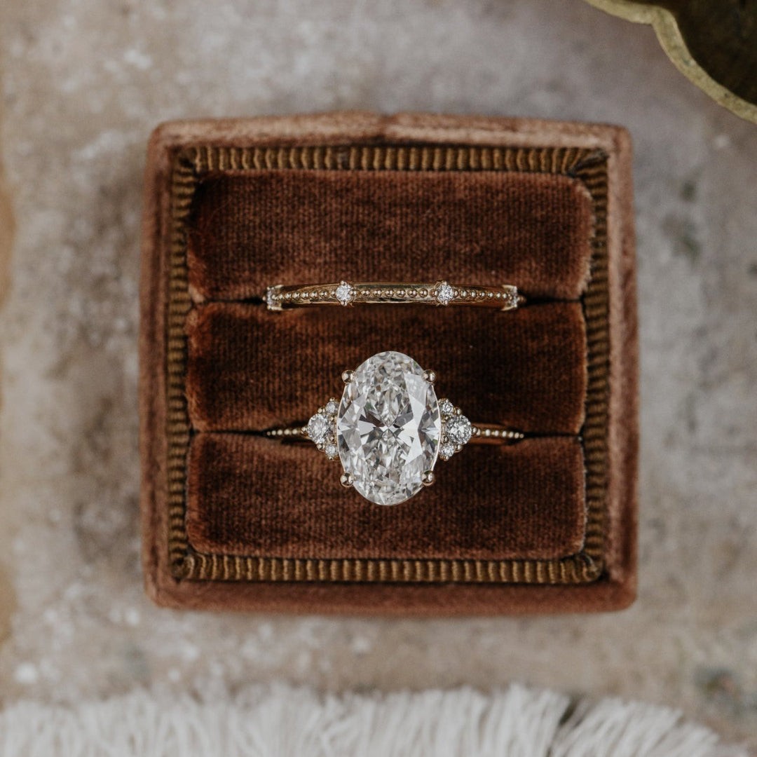 Marquise Shaped Three Stone Lab Grown Diamond Engagement Ring