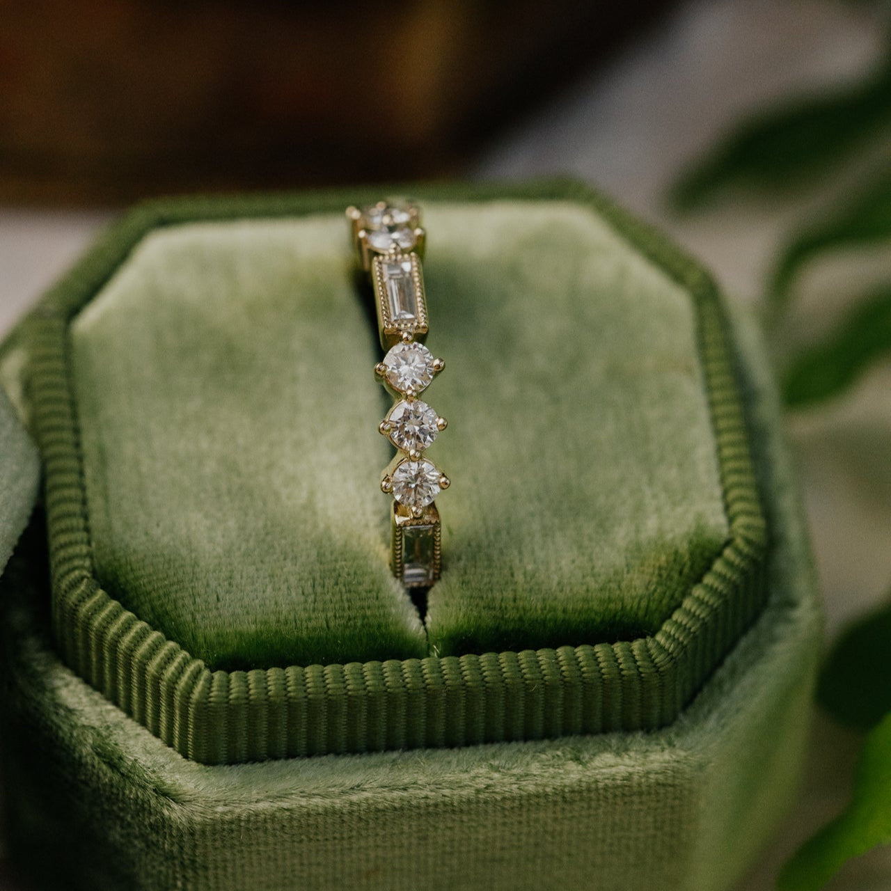 0.25 TCW Round Shaped Half Eternity Lab Grown Diamond Wedding Band