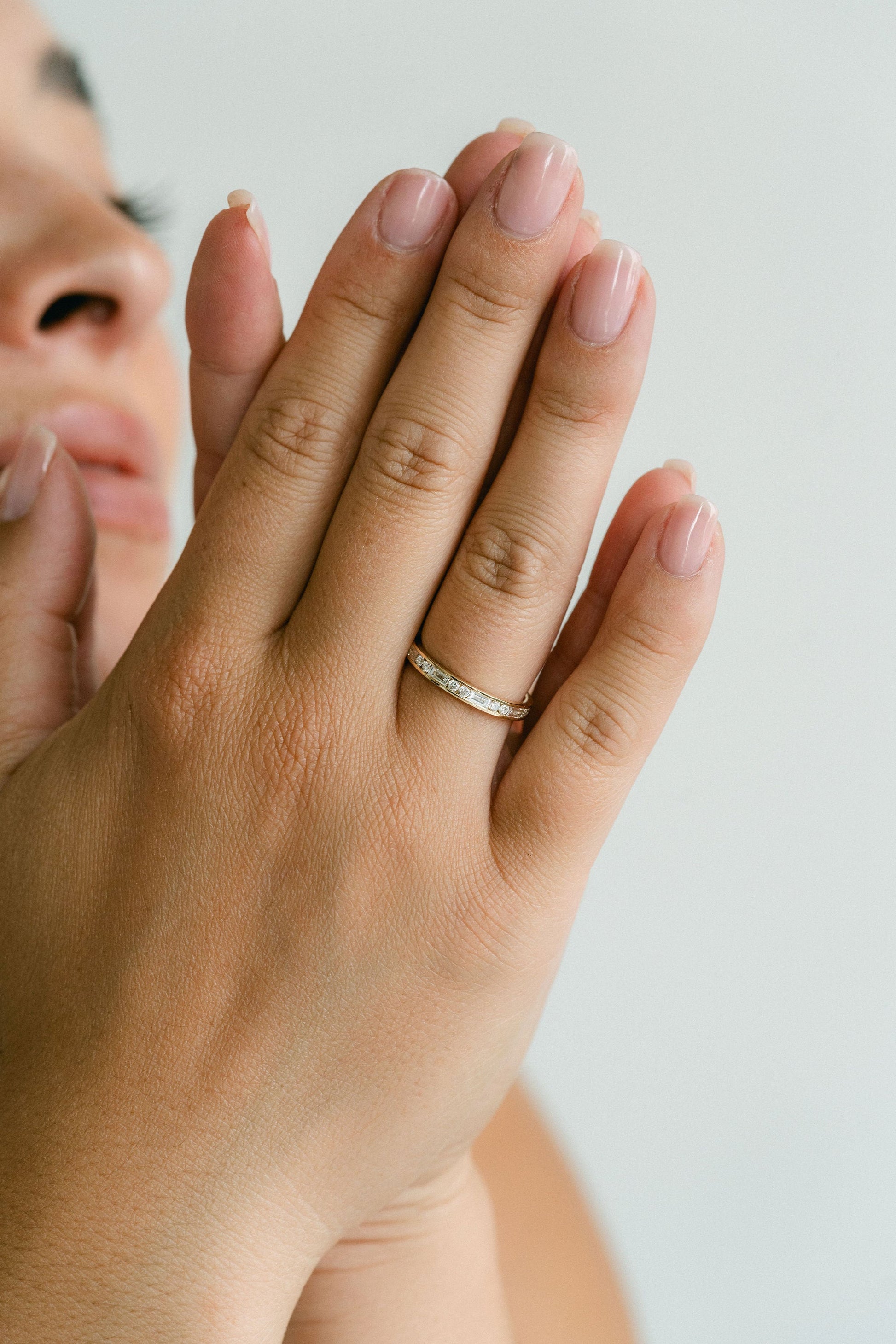 0.25 TCW Round Shaped Half Eternity Lab Grown Diamond Wedding Band