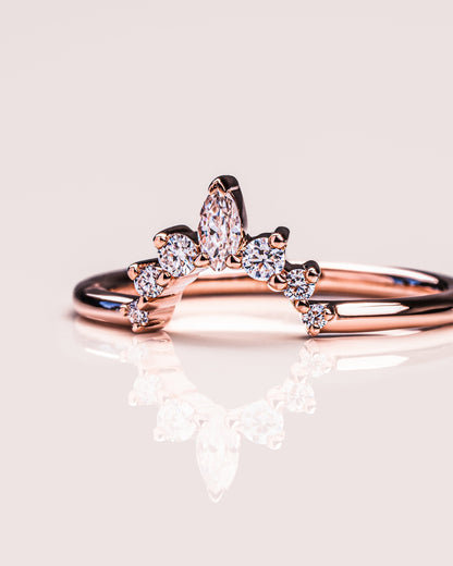 0.14 TCW Marquise & Round U Shaped Lab Grown Diamond Wedding Band