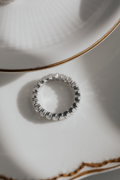 0.25 TCW Round Shaped Half Eternity Lab Grown Diamond Wedding Band