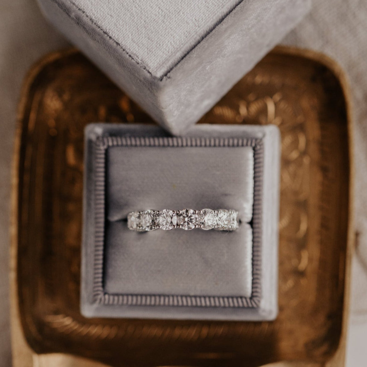 0.25 TCW Round Shaped Half Eternity Lab Grown Diamond Wedding Band