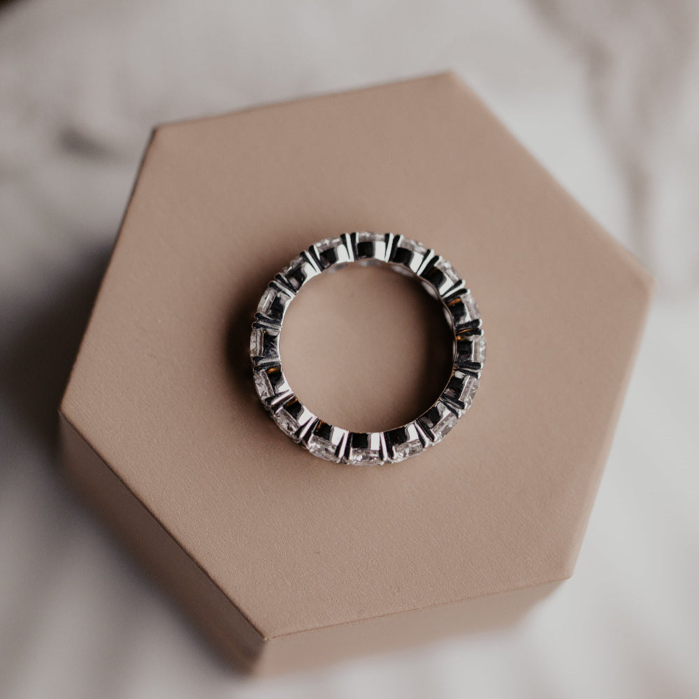 0.25 TCW Round Shaped Half Eternity Lab Grown Diamond Wedding Band