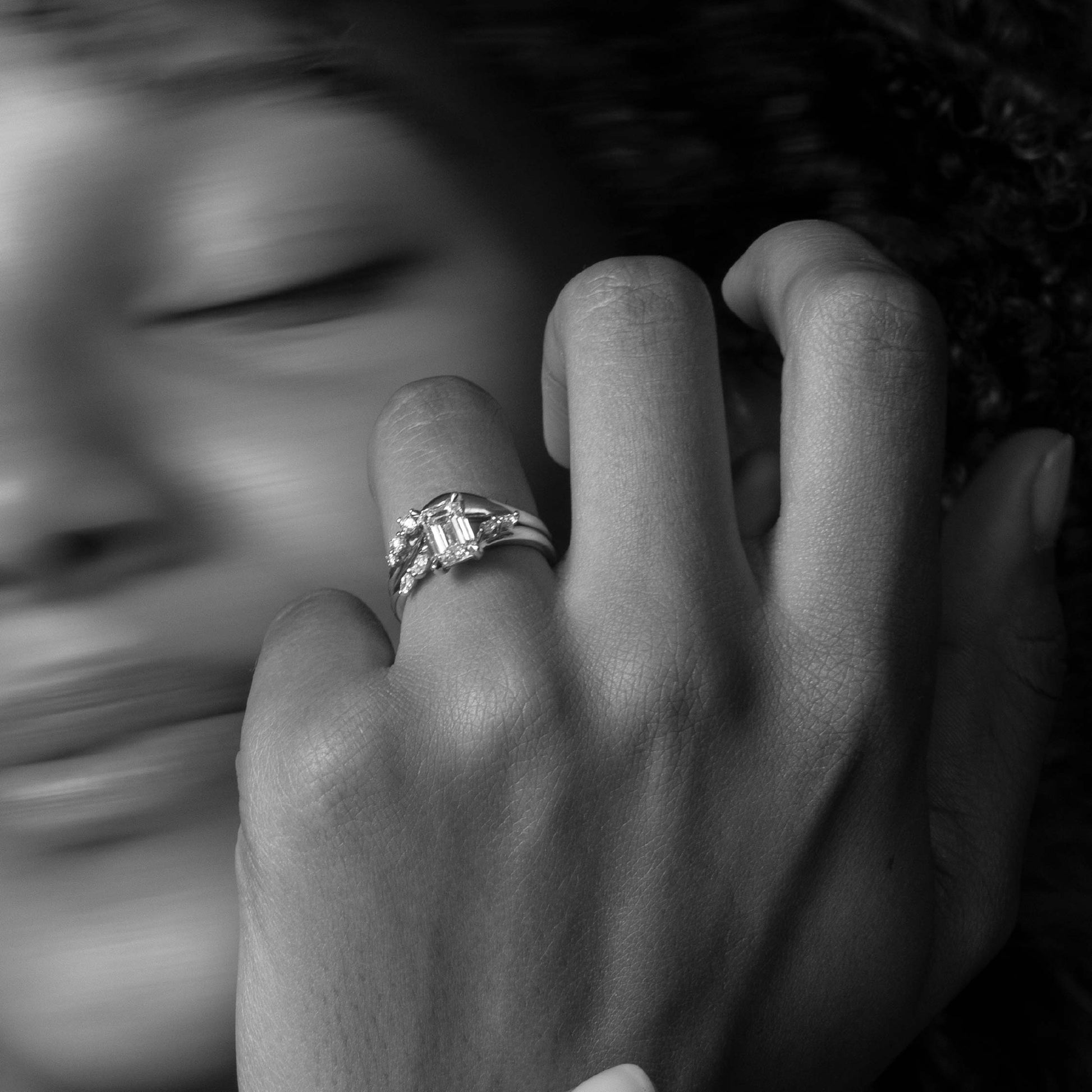 Marquise Cut Cluster Styled Lab Grown Diamond Engagement Ring