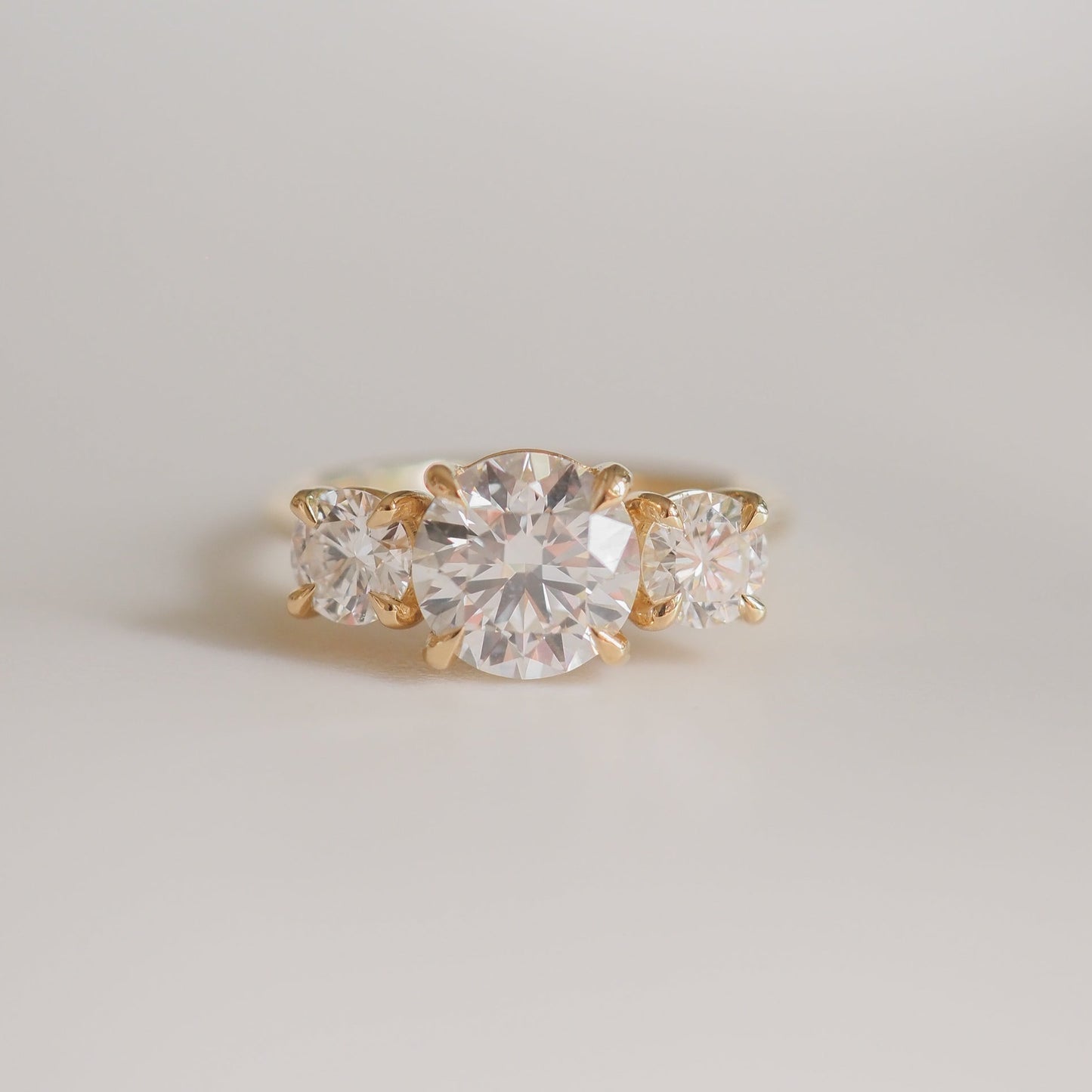 1 CT Round Cut Three Stones Lab Grown Diamond Engagement Ring