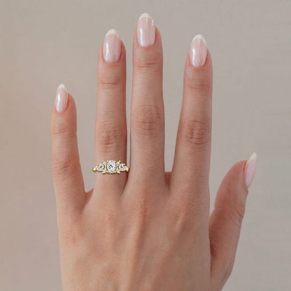 Marquise Shaped Three Stone Lab Grown Diamond Engagement Ring