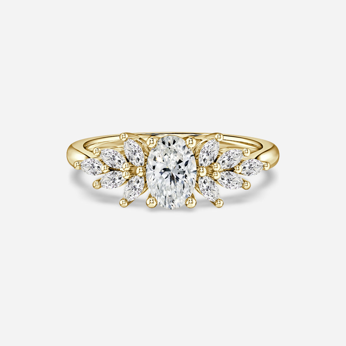 Marquise Shaped Three Stone Lab Grown Diamond Engagement Ring
