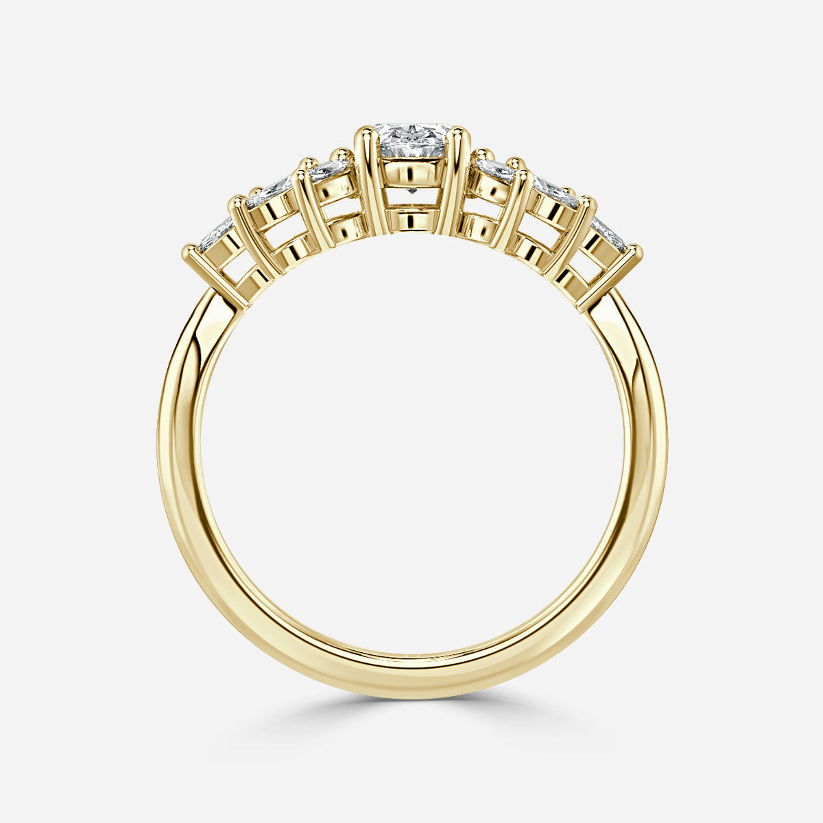 Marquise Shaped Three Stone Lab Grown Diamond Engagement Ring