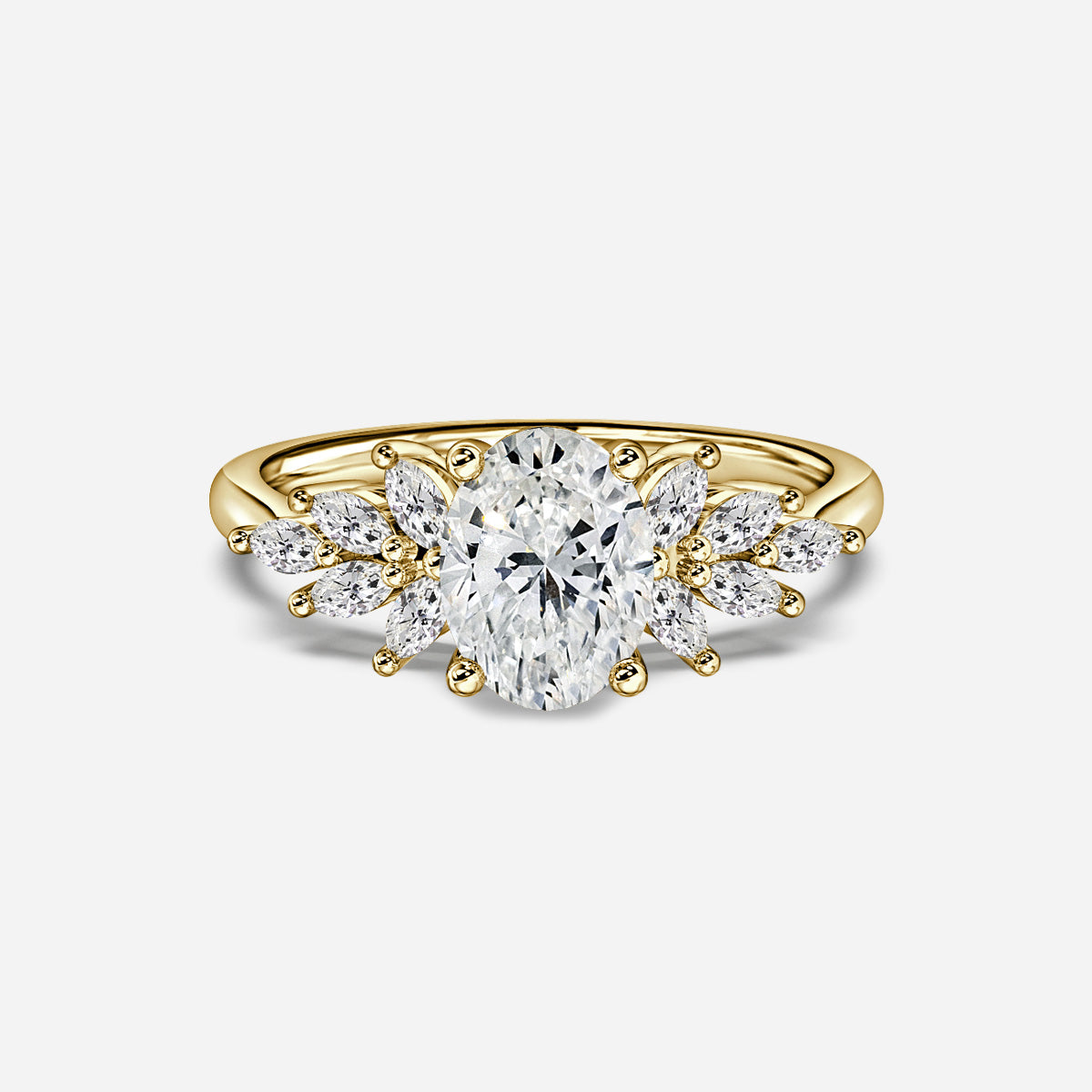 Marquise Shaped Three Stone Lab Grown Diamond Engagement Ring