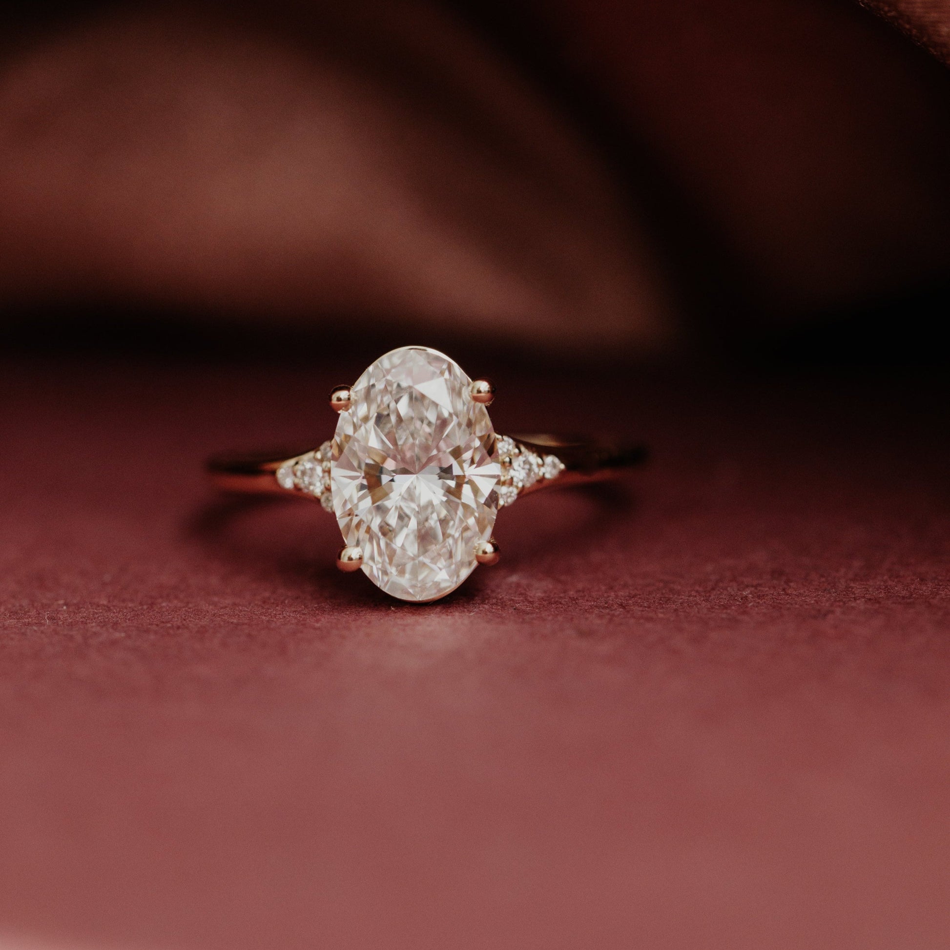Marquise Shaped Three Stone Lab Grown Diamond Engagement Ring