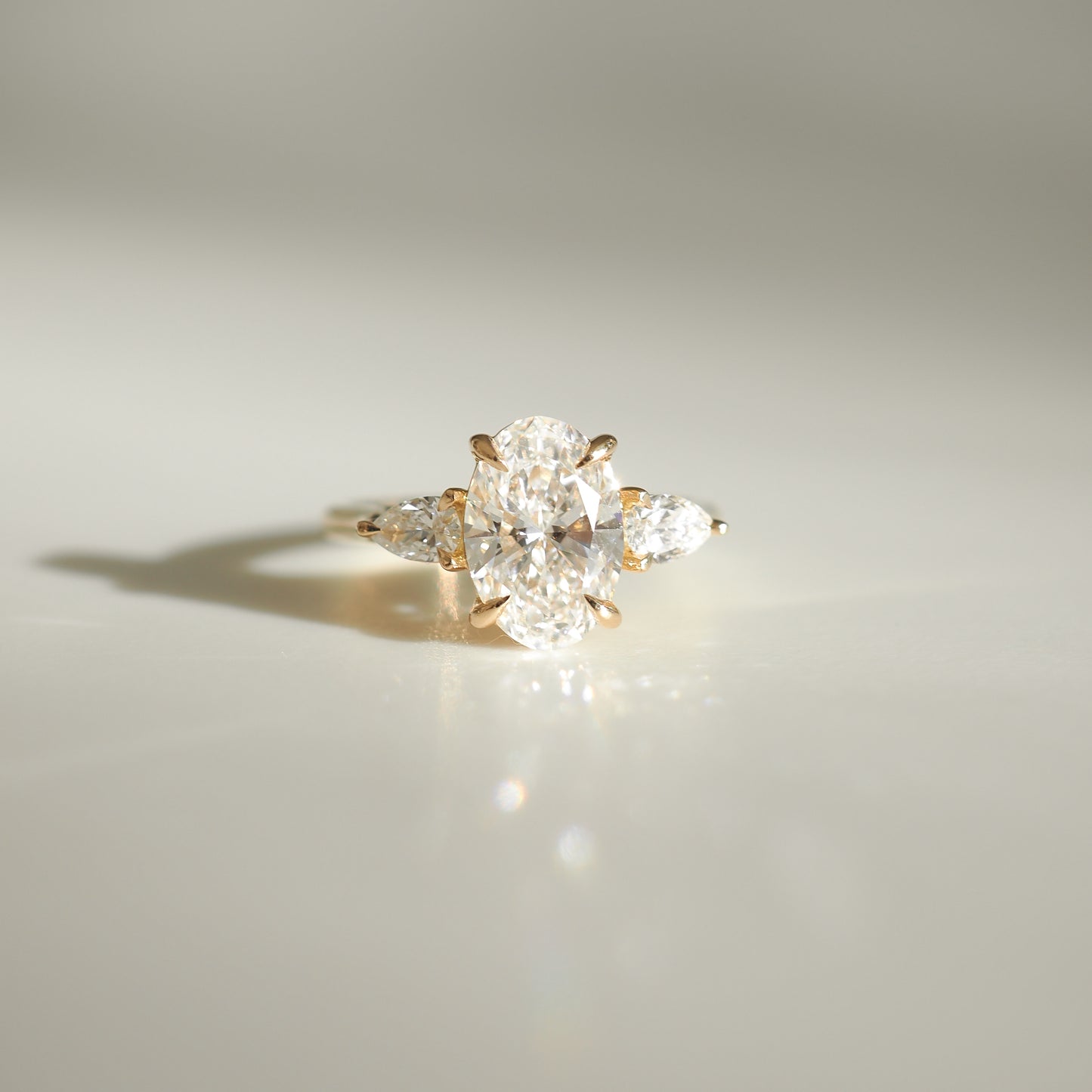 2.09 CT Oval Cut Three Stones Lab Grown Diamond Engagement Ring