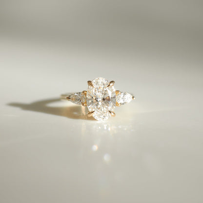 2.09 CT Oval Cut Three Stones Lab Grown Diamond Engagement Ring