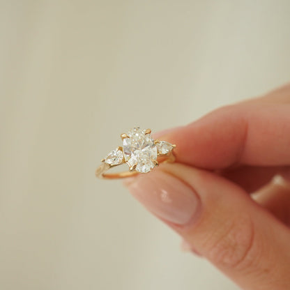 2.09 CT Oval Cut Three Stones Lab Grown Diamond Engagement Ring