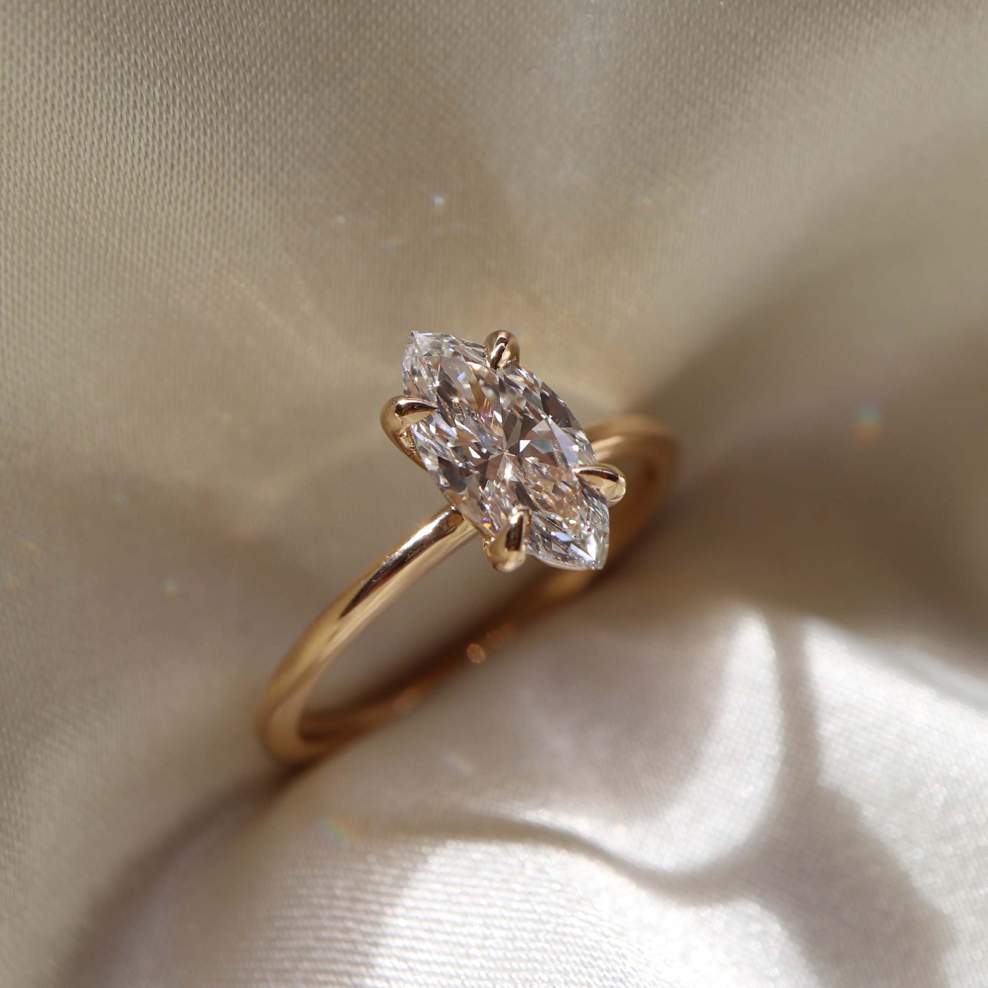 Marquise Cut Cluster Styled Lab Grown Diamond Engagement Ring