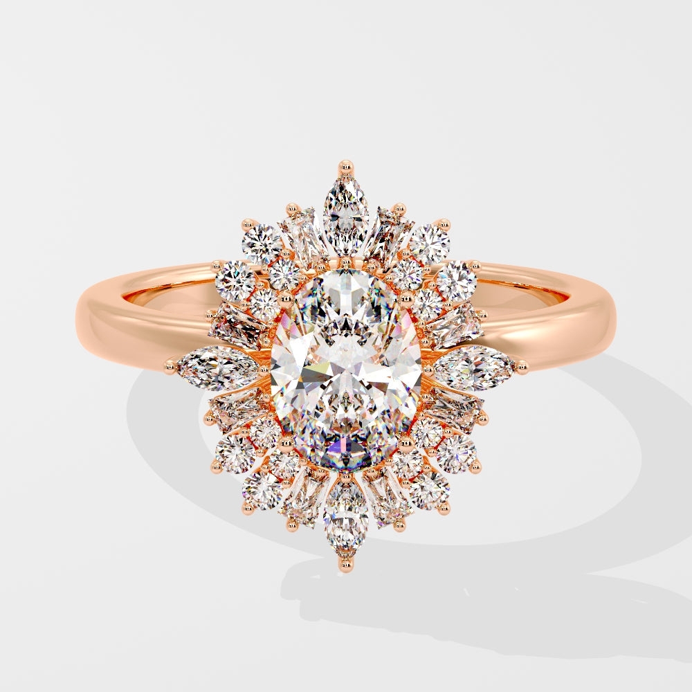 Marquise Shaped Three Stone Lab Grown Diamond Engagement Ring