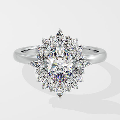 Marquise Shaped Three Stone Lab Grown Diamond Engagement Ring