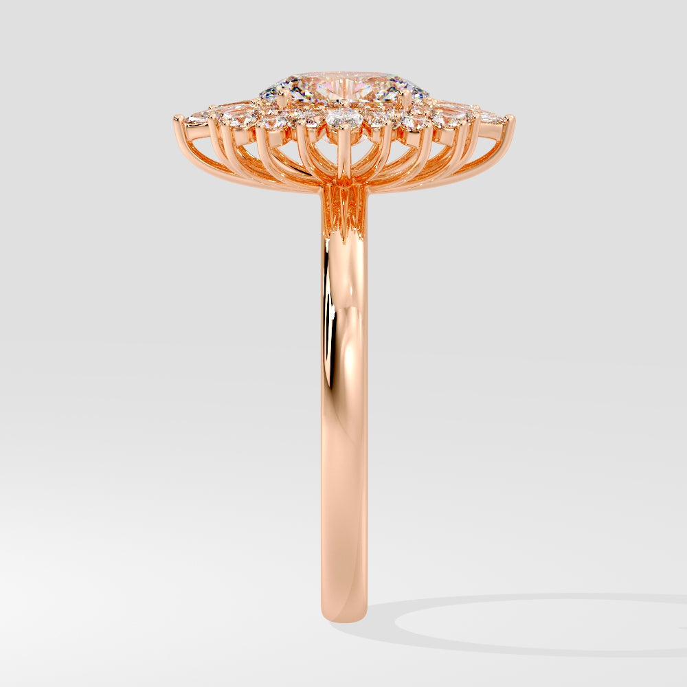 Marquise Shaped Three Stone Lab Grown Diamond Engagement Ring