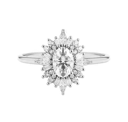 Marquise Shaped Three Stone Lab Grown Diamond Engagement Ring