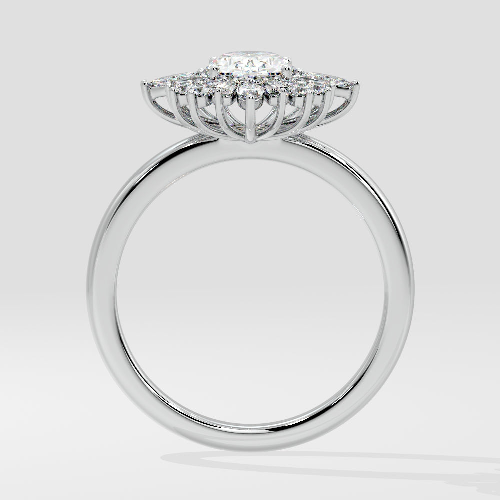 Marquise Shaped Three Stone Lab Grown Diamond Engagement Ring