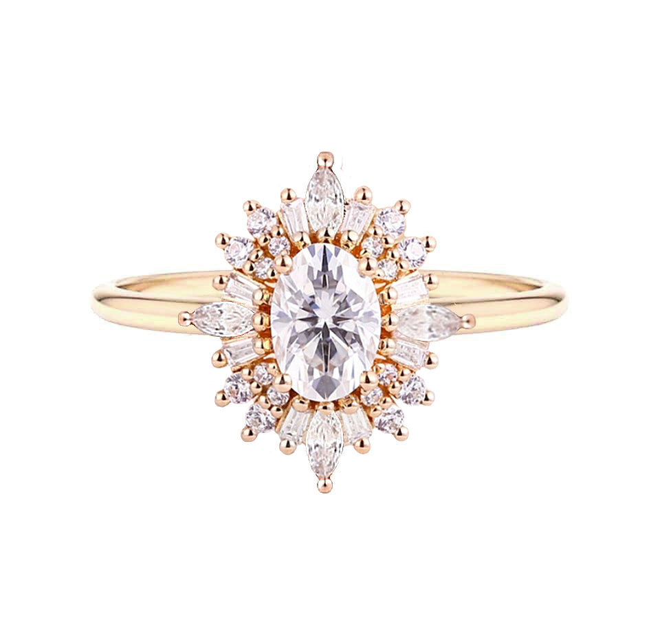 Marquise Shaped Three Stone Lab Grown Diamond Engagement Ring