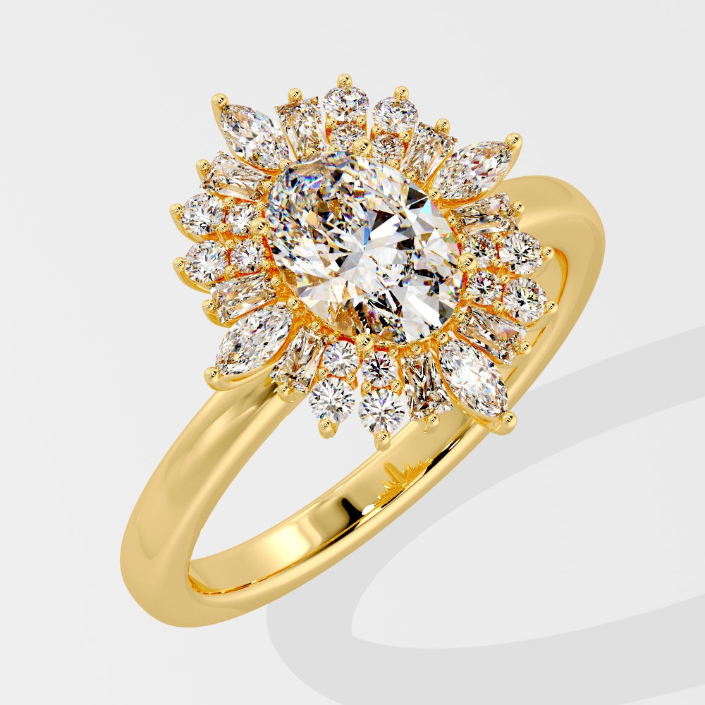 Marquise Shaped Three Stone Lab Grown Diamond Engagement Ring