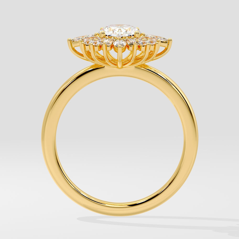 Marquise Shaped Three Stone Lab Grown Diamond Engagement Ring