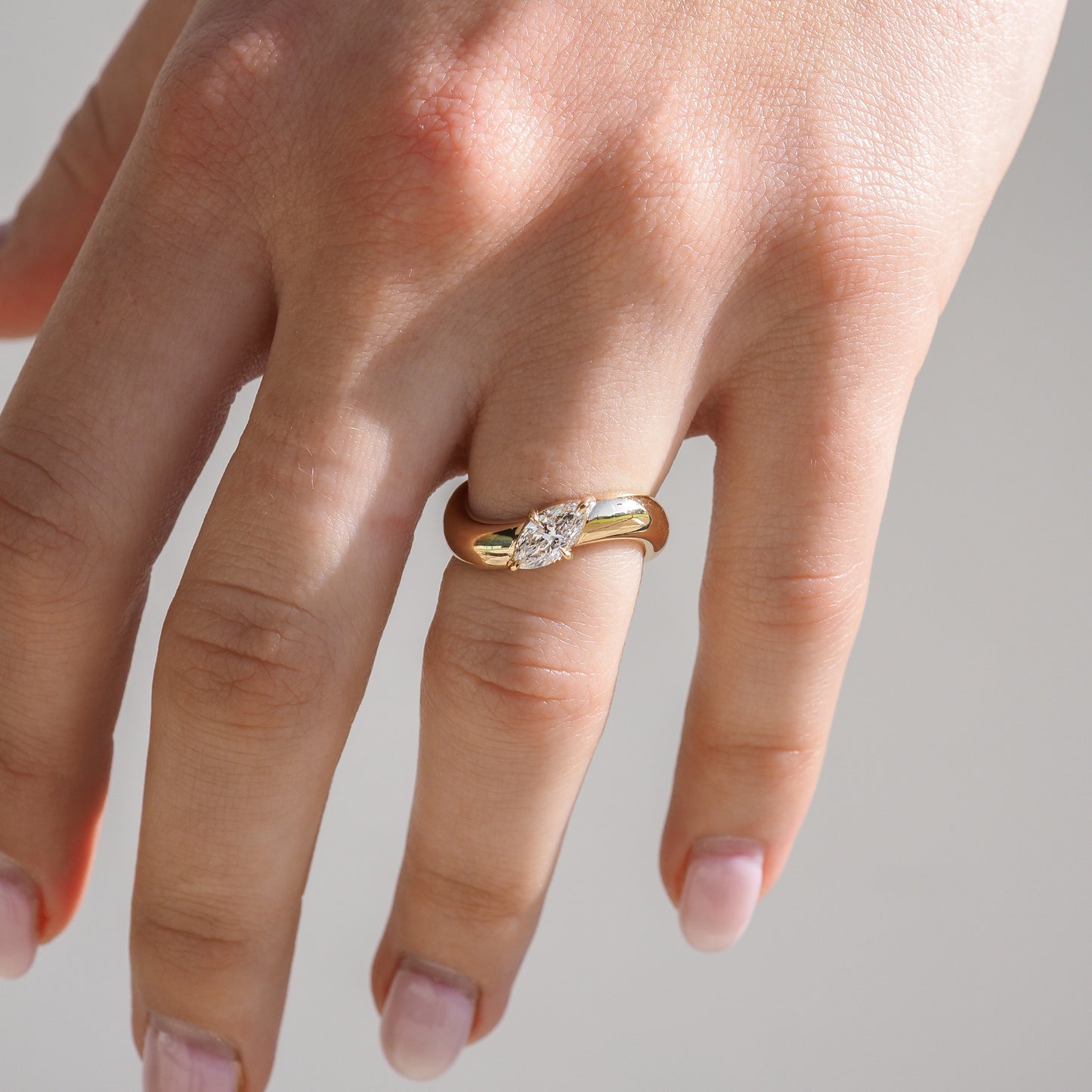 0.5 CT East West Marquise Cut Solitaire Lab Grown Diamond Engagement Ring