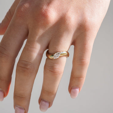 0.5 CT East West Marquise Cut Solitaire Lab Grown Diamond Engagement Ring