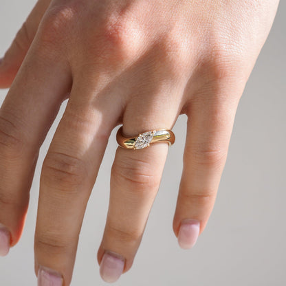 0.5 CT East West Marquise Cut Solitaire Lab Grown Diamond Engagement Ring