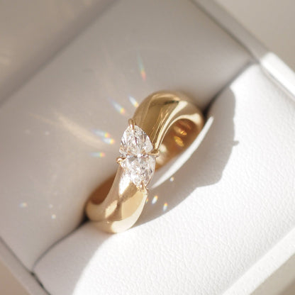 0.5 CT East West Marquise Cut Solitaire Lab Grown Diamond Engagement Ring