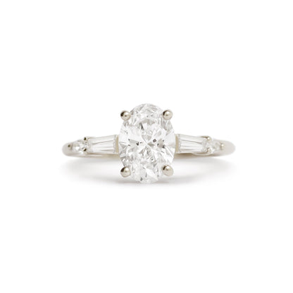 Marquise Shaped Three Stone Lab Grown Diamond Engagement Ring