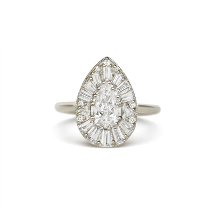 Marquise Shaped Three Stone Lab Grown Diamond Engagement Ring