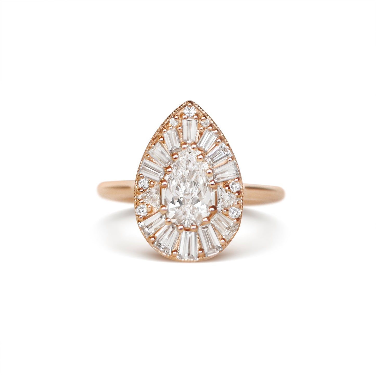 Marquise Shaped Three Stone Lab Grown Diamond Engagement Ring