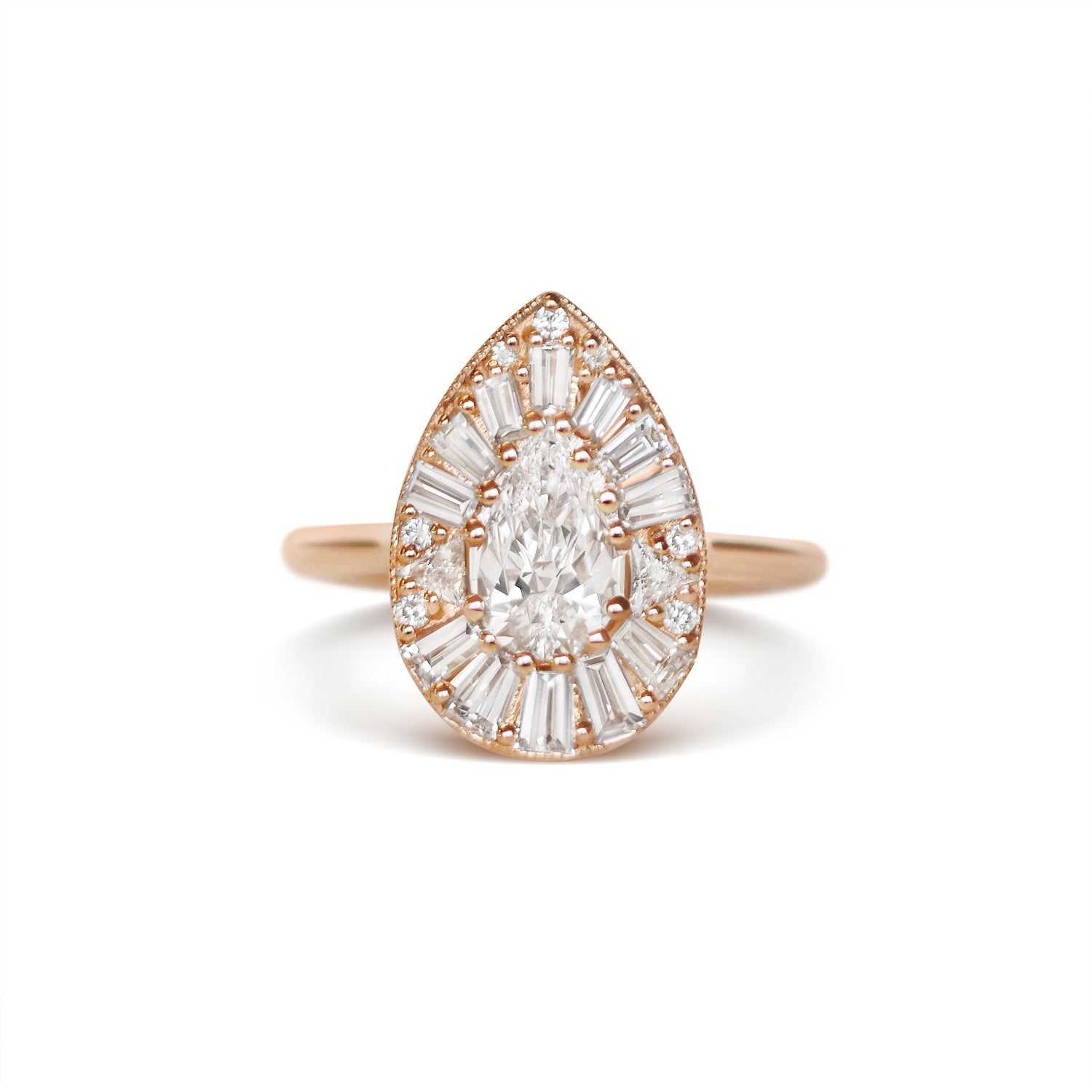 Marquise Shaped Three Stone Lab Grown Diamond Engagement Ring