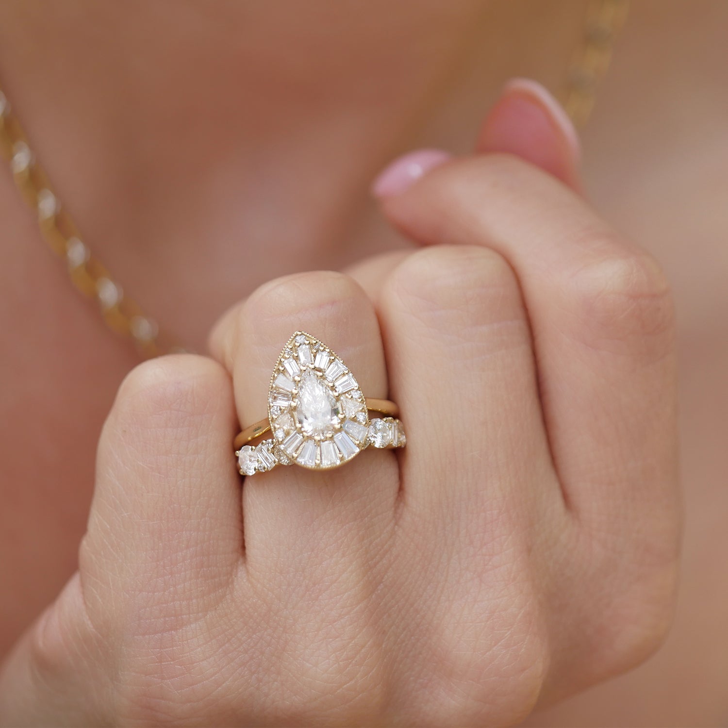 Marquise Shaped Three Stone Lab Grown Diamond Engagement Ring