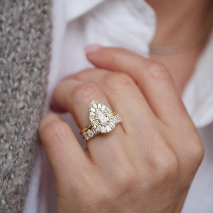 Marquise Shaped Three Stone Lab Grown Diamond Engagement Ring