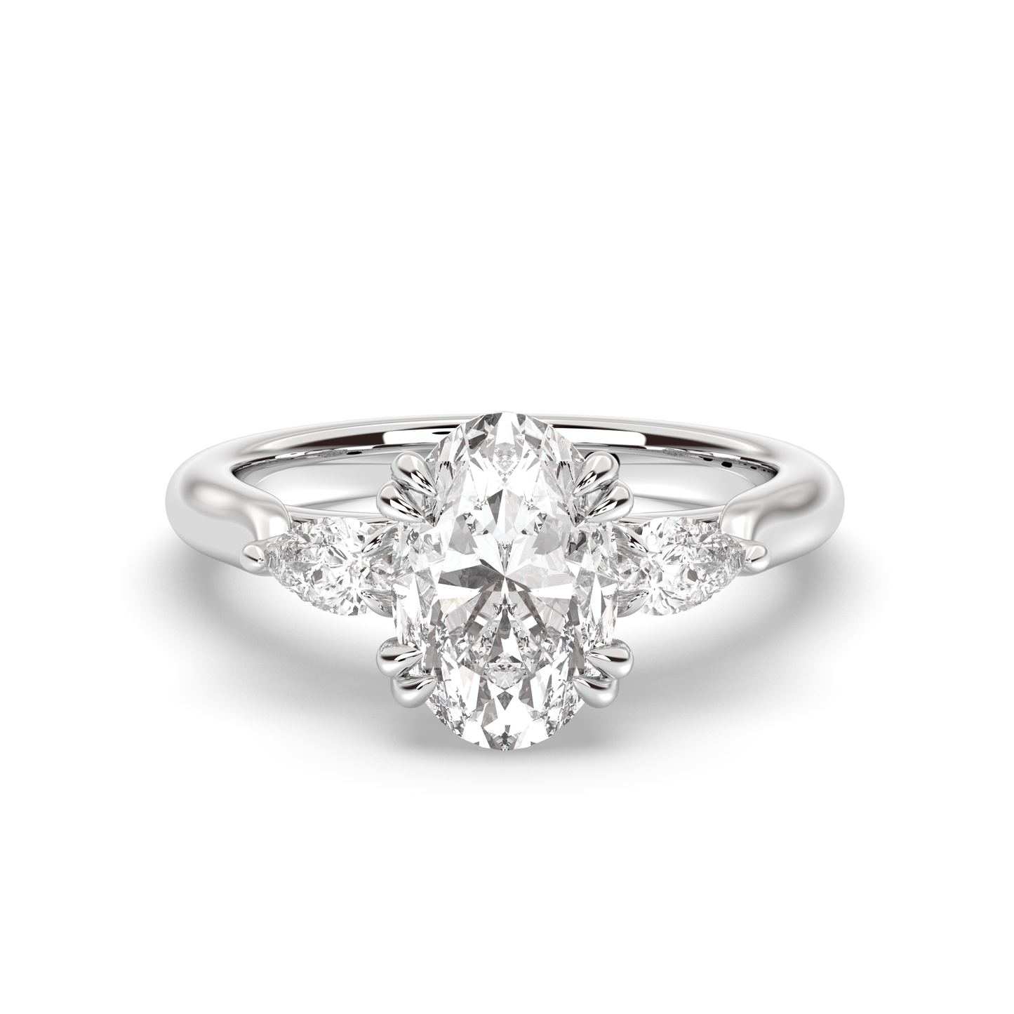 Marquise Shaped Three Stone Lab Grown Diamond Engagement Ring
