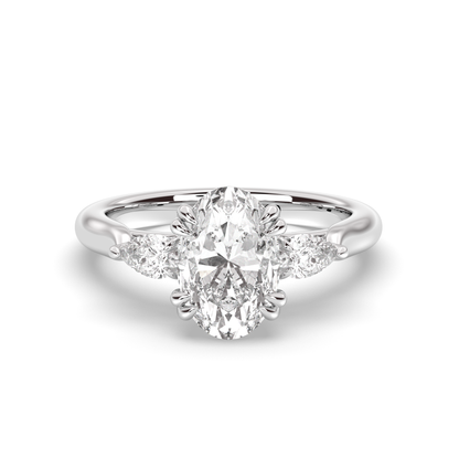 Marquise Shaped Three Stone Lab Grown Diamond Engagement Ring