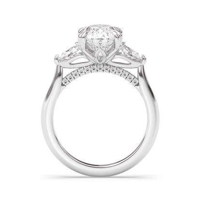 Marquise Shaped Three Stone Lab Grown Diamond Engagement Ring