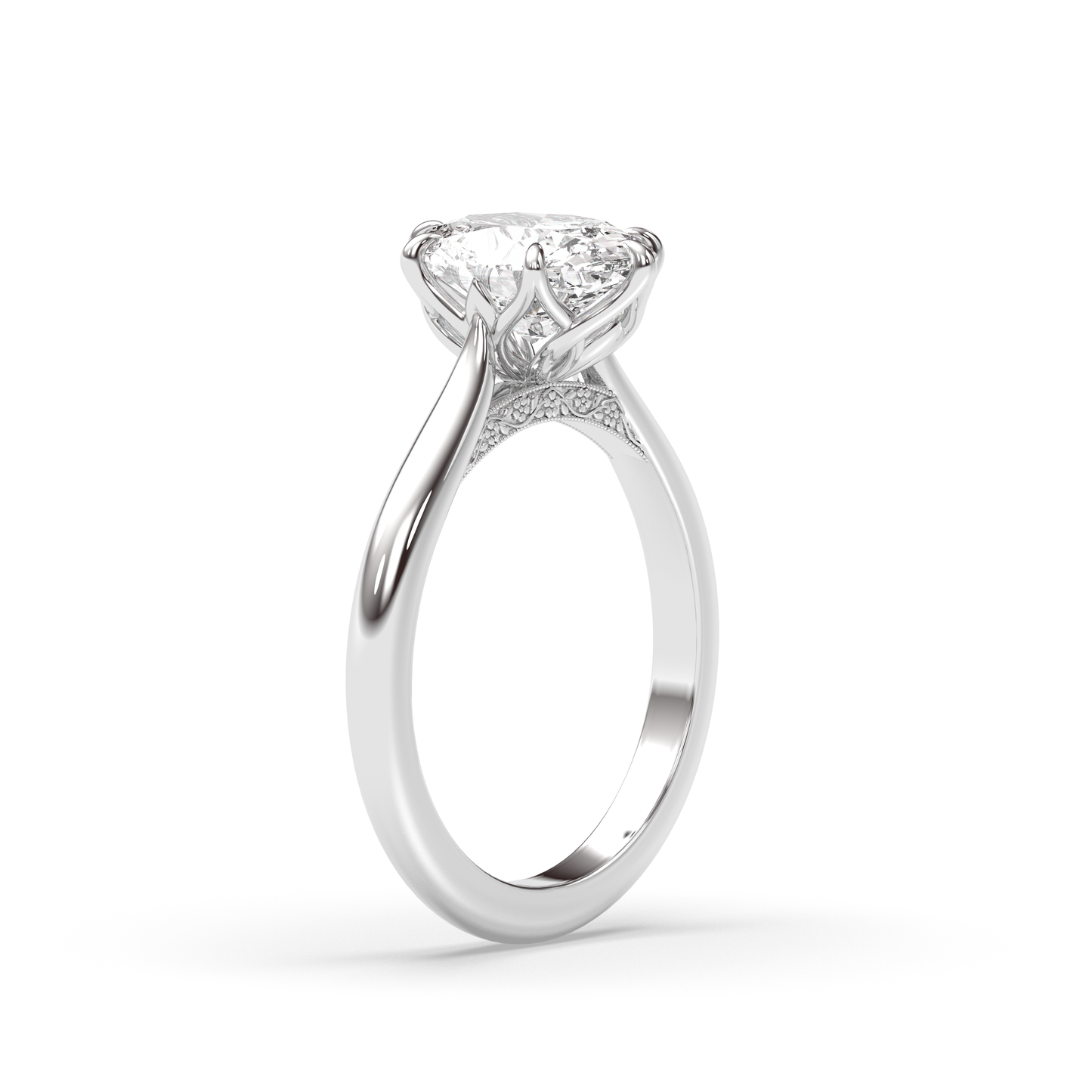Marquise Shaped Three Stone Lab Grown Diamond Engagement Ring
