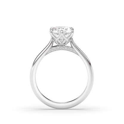 Marquise Shaped Three Stone Lab Grown Diamond Engagement Ring