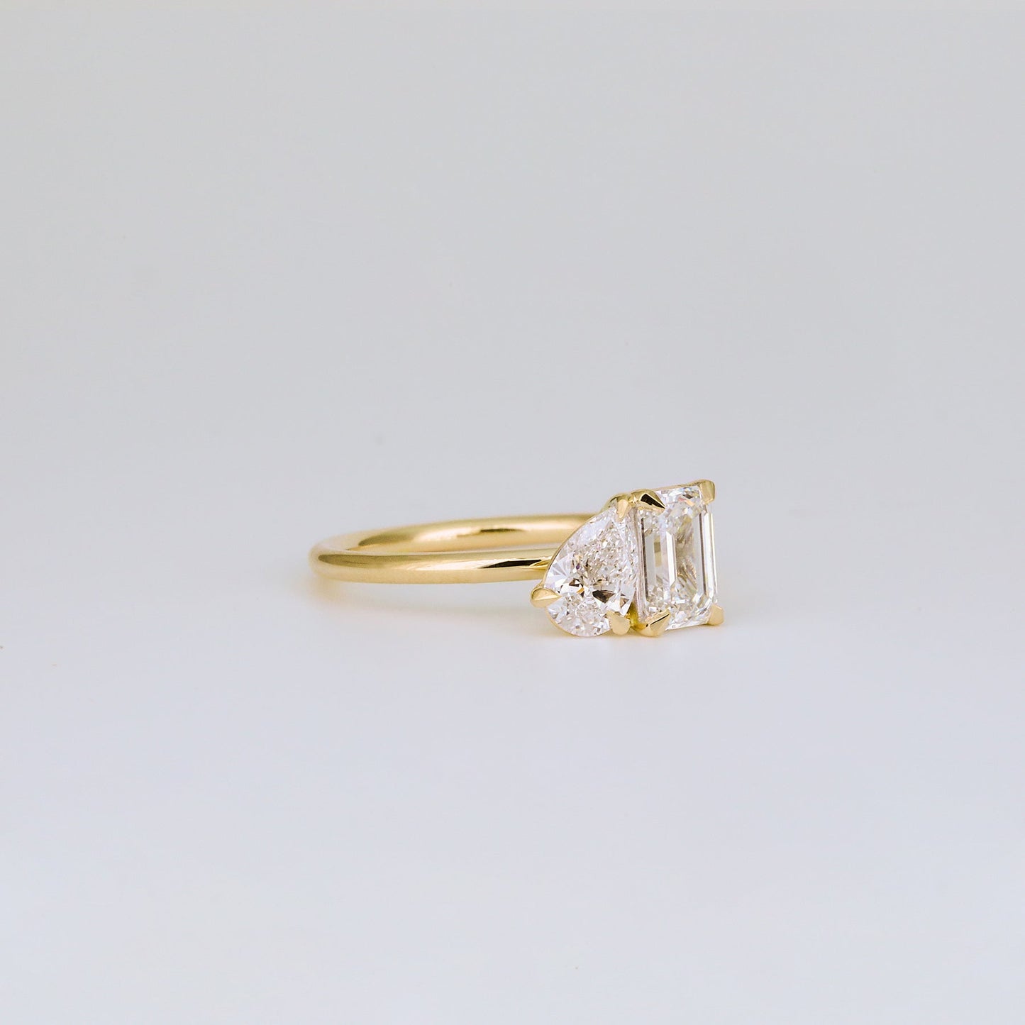 1.47 TCW Emerald & Pear Toi Et Moi Lab Grown Diamond Engagement Ring