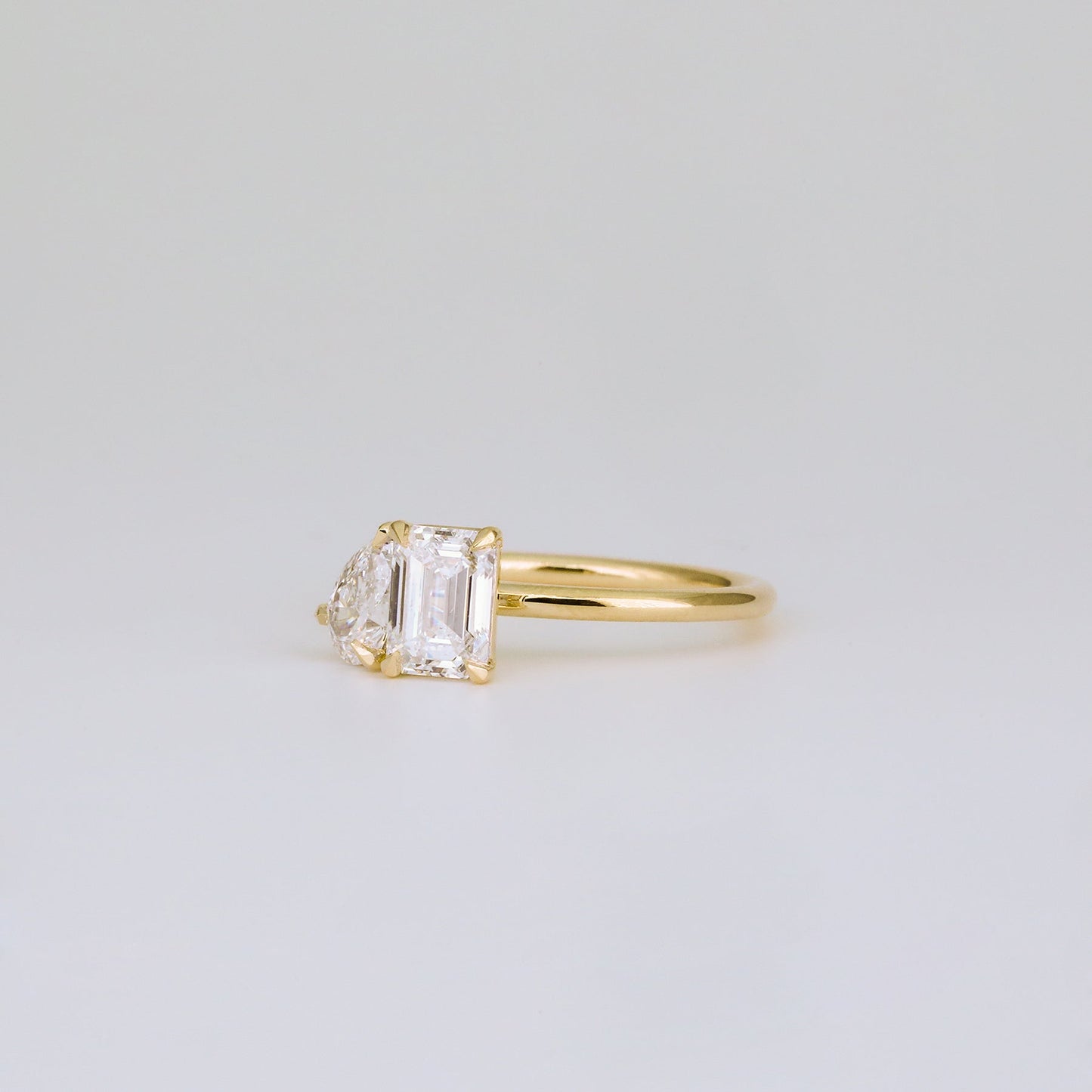 1.47 TCW Emerald & Pear Toi Et Moi Lab Grown Diamond Engagement Ring