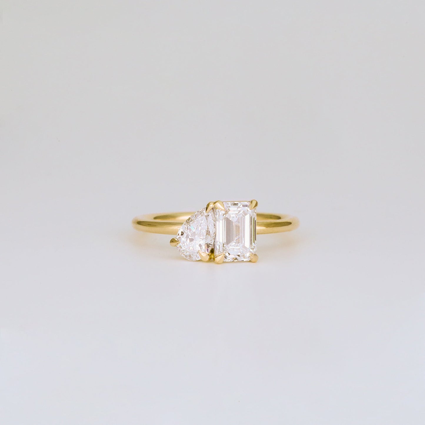 1.47 TCW Emerald & Pear Toi Et Moi Lab Grown Diamond Engagement Ring