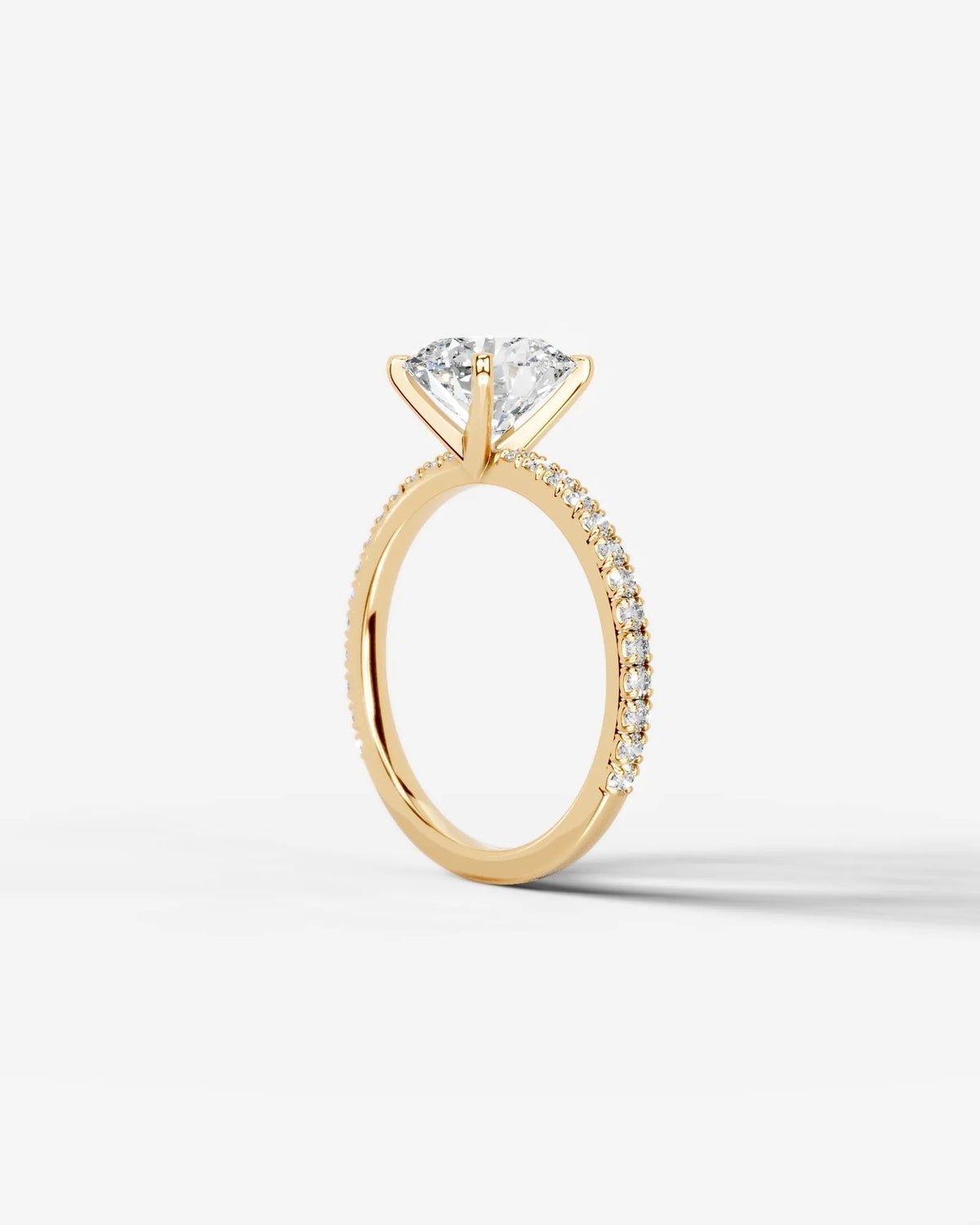 Round Pave Lab Grown Diamond Engagement Ring