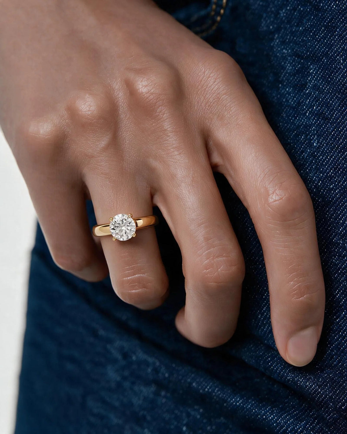 Round Bold Solitaire Lab Grown Diamond Engagement Ring