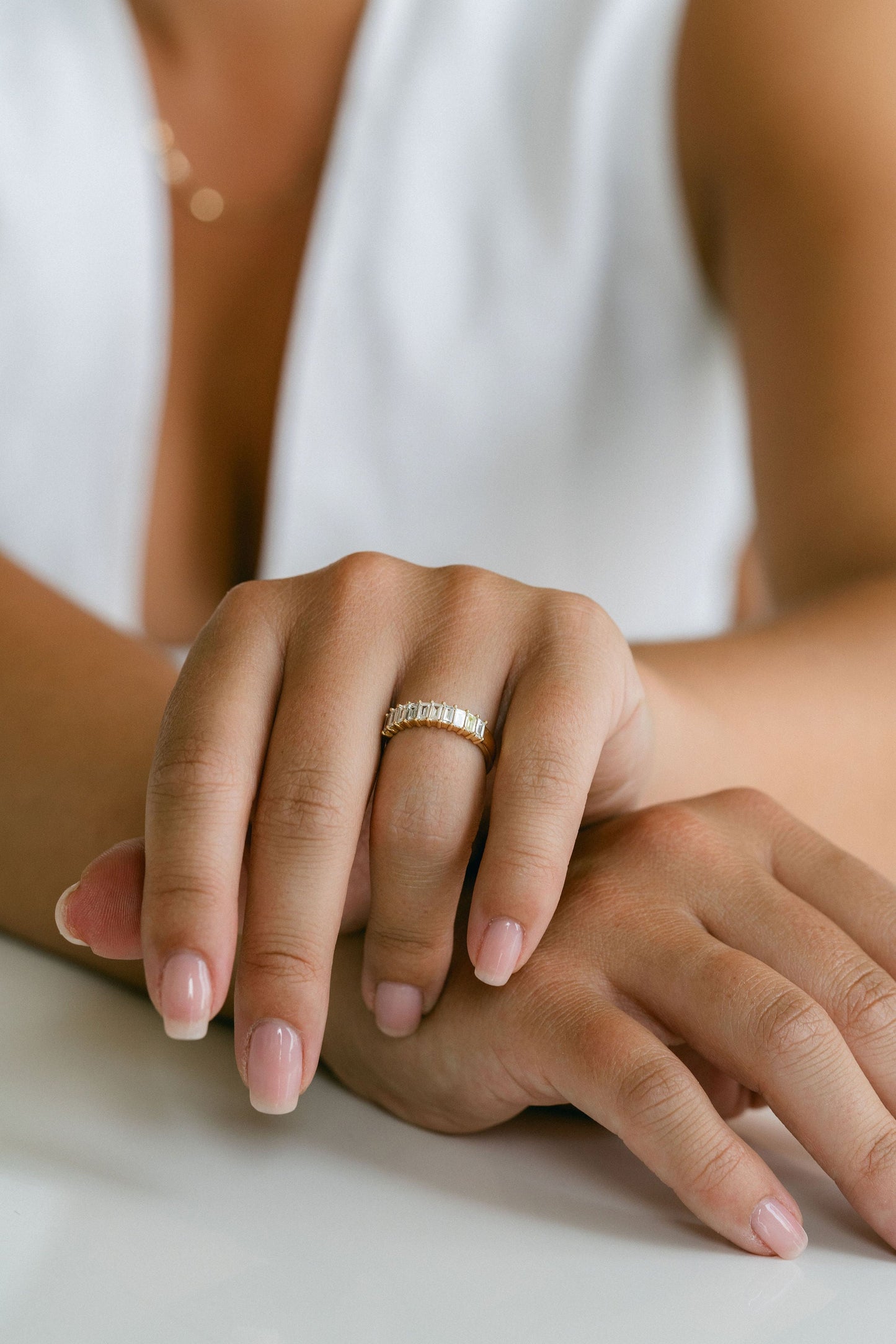 0.25 TCW Round Shaped Half Eternity Lab Grown Diamond Wedding Band