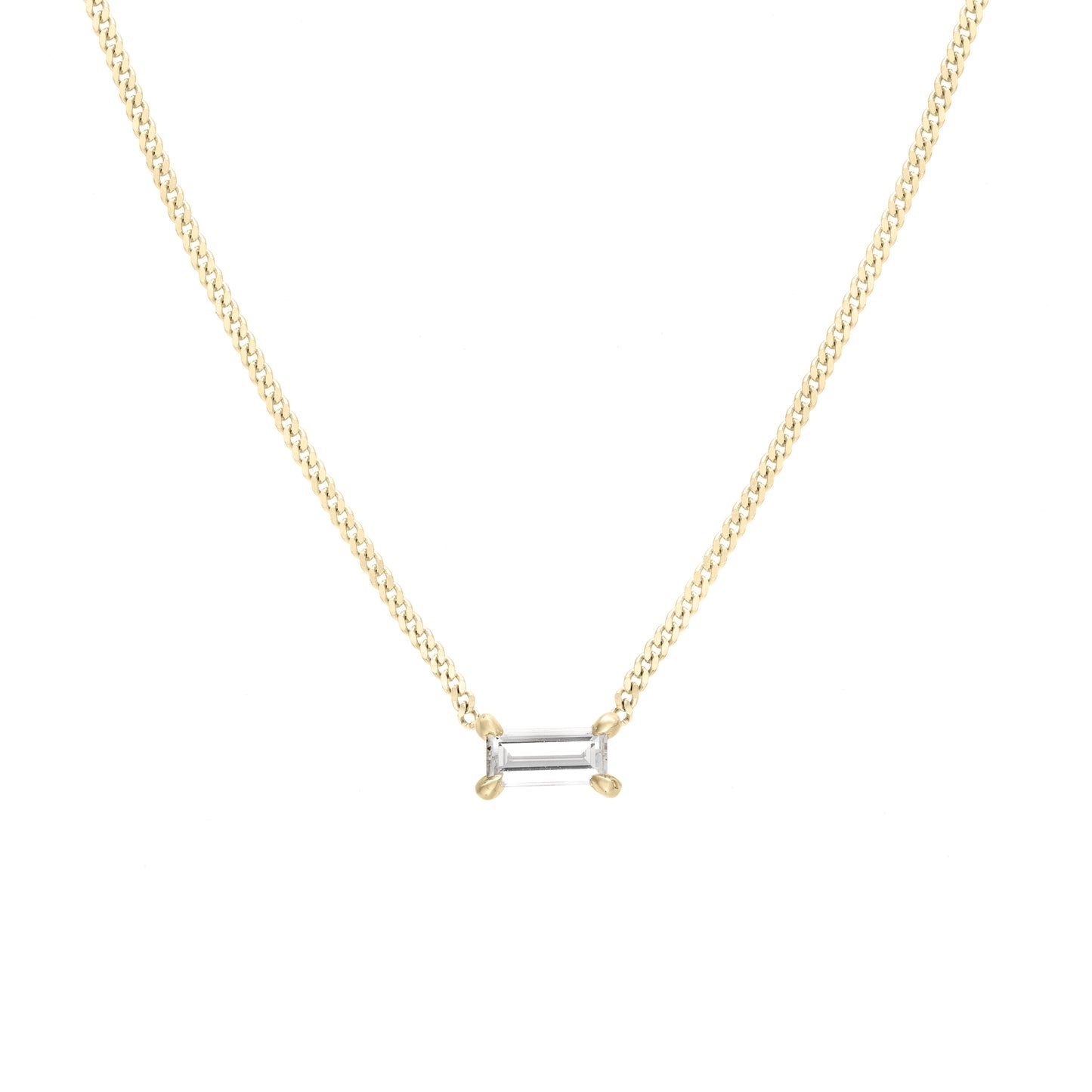 0.10 CT Baguette Shaped Solitaire Lab Grown Diamond Necklace