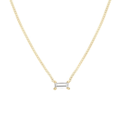 0.10 CT Baguette Shaped Solitaire Lab Grown Diamond Necklace